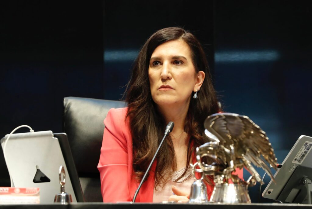 Kenia López Rabadán durante una sesión en la Cámara de Diputados