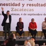 Claudia Sheinbaum y David Monreal durante el Segundo Informe en Zacatecas